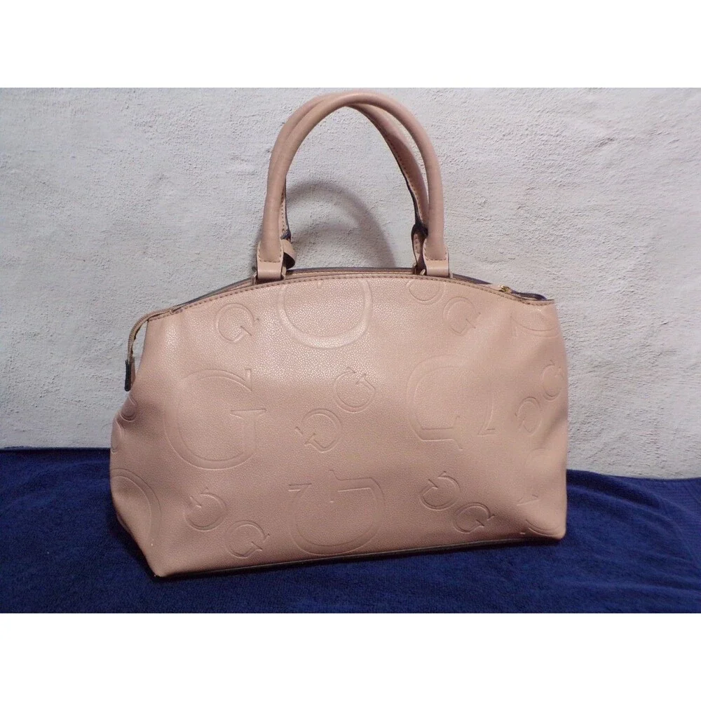 GUESS Handbag Women's Rose Pink‎ Faux Leather Logo Strap and Double Handle Zip